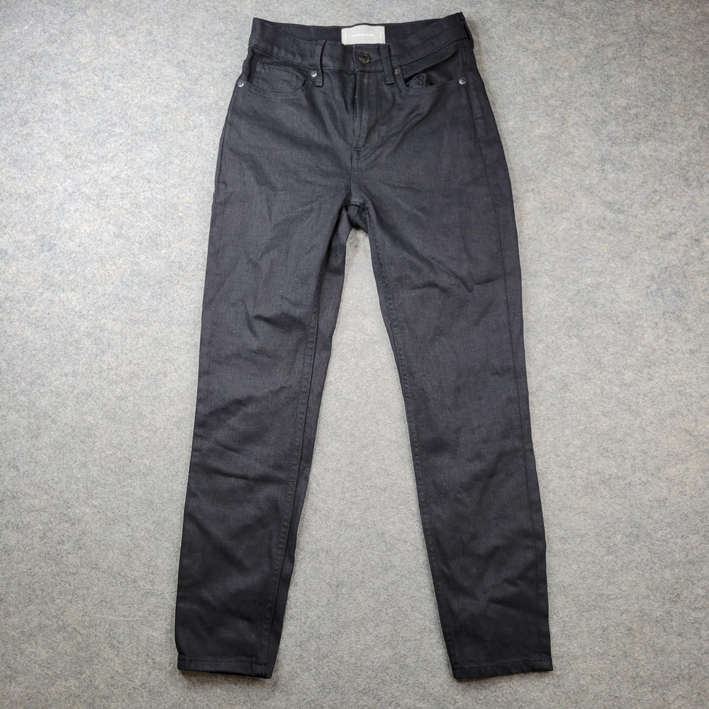 Everlane Jeans Womens 24 Ankle Black Dark Wash Mid Rise Slim Stretch Denim Pants